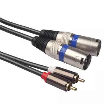 Кабель-переходник с двойным разъемом XLR на двойной разъем RCA, патч-кабель для аудиосигнала, 1,5 м/4,9 фута, черный