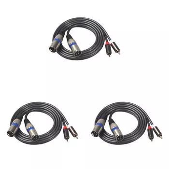 Кабель-переходник с двойным разъемом XLR на двойной разъем RCA, патч-кабель для аудиосигнала, 1,5 м/4,9 фута, черный