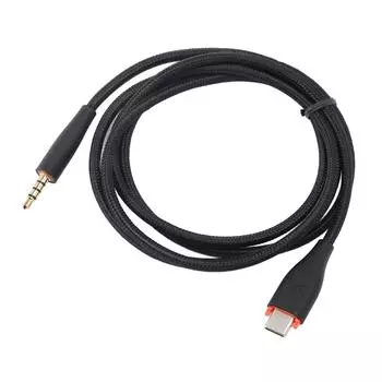 Кабель-переходник Type C на 3,5 мм для наушников, кабель OFC в тканевой оплетке, сменный кабель для наушников MMX150 чёрный