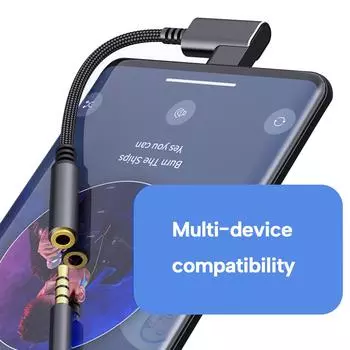 Кабель-переходник USB C на 3,5 мм Разъем USB Type C на 3,5 мм Провод-адаптер Кабель-переходник для наушников Наслаждайтесь чистым звуком в путешествии чёрный