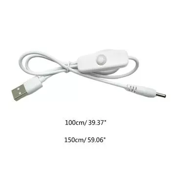 Кабель-переходник USB-DC3.5x1.35 мм, кабель для зарядки 5 В, шнур для USB-питания, ночник со светодиодными полосками, настольная лампа 150CM