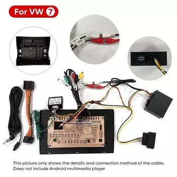 Кабель питания Ainavi для автомобильного радио Android Multimedia 16 PIN для VW Touareg 2012-2017 Fiber Box Cable Original CD в коробке для хранения 34mm
