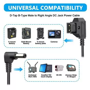 Кабель питания D-TAP to DC 5.5 2.5 мм с разъемом, гибкий пружинный шнур, шнур питания, регулируемый кабель для крепления аккумуляторов