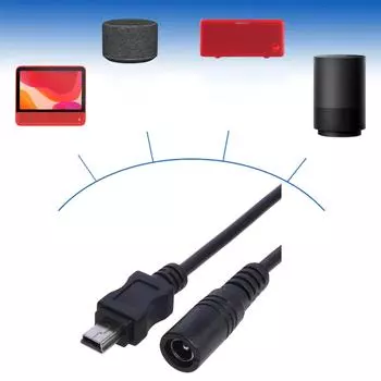 Кабель питания Mini USB to DC DC 5,5 x 2,1 мм Female to Mini USB Plug 5 В, кабель для зарядки динамиков, наушников, MP3, MP4, планшетов