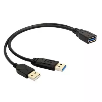 Кабель питания USB3.0 с вилкой и вспомогательным разъемом Передача данных + зарядка 3,0 А 30 см