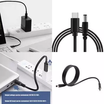 Кабель питания USB C - DC5.5x2.1 мм, шнур питания 12 В для зарядных устройств PD и внешних аккумуляторов, универсальный и долговечный