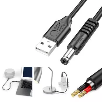 Кабель питания USB-DC 5 В, кабель зарядки USB-DC для ламп, вентиляторов, динамиков, маршрутизаторов, несколько размеров 5521 5525 35135 4017 30-5.5x2.1mm