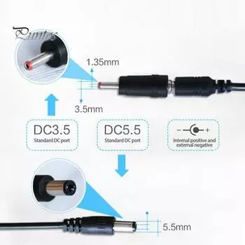Кабель питания USB-DC с адаптером DC5.5-DC3.5, повышение напряжения с 5 В до 9 В, разъем постоянного тока 12 В, Powerbank, Wi-Fi-маршрутизатор, зарядный кабель, офисные принадлежности чёрный