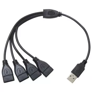 Кабель питания USB KAUMO 4-х витой четырехконтактный четырехконтактный 30 см (USB-штекер/USB-гнездо x 4) 15+15см Только питание/зарядка