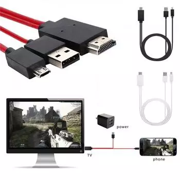 Кабель Ramidos USB C Micro-USB к HDMI 4K HDTV TV Цифровой AV-адаптер для One Size белый