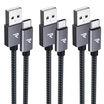 Кабель RAMPOW USB C Кабель типа C для быстрой зарядки Совместим со стандартной серией Кабель для зарядки Контроллер Sony Type C Совместим со многими моделями Работает чёрный