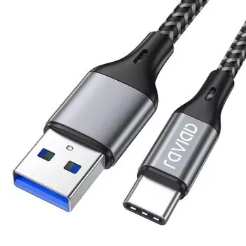 Кабель RAVIAD USB Type C, кабель Type C, 3A, быстрая зарядка, высокоскоростная передача данных, прочная нейлоновая оплетка для кабеля iPhone15 Series, зарядка Galaxy