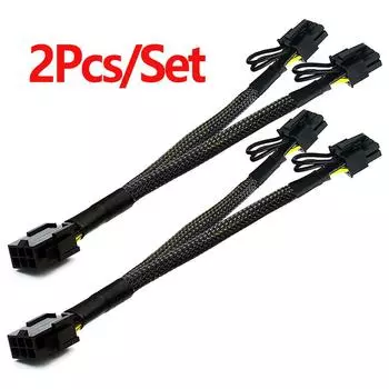 Кабель-разветвитель PCI Express 6-pin на 2x PCI Express 6+2-pin 18 AWG Черный в оплетке