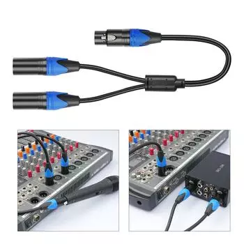 Кабель-разветвитель XLR микрофонный Y-кабель XLR Female to Dual XLR Male 3 Pin Jack Разветвитель Кабель Аудио Адаптер для динамика