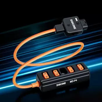 Кабель-разветвитель ZGCINE MD-P4 D-Tap с поворотом на 180°, штекер D-Tap на 4 порта D-Tap, питание чёрный