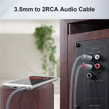 Кабель RCA Aux 3,5 мм Jack на 2 RCA аудиокабеля Y-разветвитель адаптер *AU 0.5M