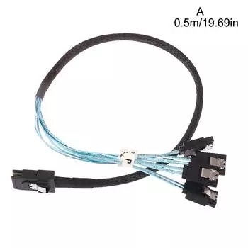 Кабель Sas Sata Mini-Sas Sff-8087 К 4 Кабелю Sata Mini Sas 4I Sff8087 36P К 4 Кабелю Sata 7P 12 Гбит/с 1/0,5 м Данные жесткого диска 0.5m