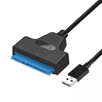 Кабель SATA-USB 3.0/2.0, до 5 Гбит/с для 2,5-дюймового внешнего жесткого диска SSD, жесткого диска SATA 3, 22-контактный адаптер, шнур USB 3.0–Sata USB 3.0 чёрный