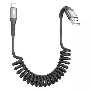 Кабель SUNGUY USB C Длина от 0,3 м до 0,8 м, быстрая зарядка до 3 А, телескопический, тип C, катушка для передачи данных USB2.0, материал PU, высокая прочность, USB-A