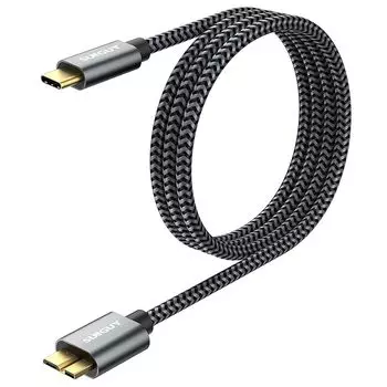 Кабель SUNGUY USB C - Micro B 3.1, 1 м, передача данных до 10 Гбит/с, позолоченные разъемы, внешний жесткий диск HDD/SSD/MacBook (профессионал)/Galaxy S5 Note 3 и т. д.