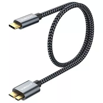 Кабель SUNGUY USB C - Micro B 3.1 0,5 м. Высокая скорость передачи данных до 10 Гбит/с. Позолоченные разъемы. Короткий. Внешний жесткий диск HDD/SSD/MacBook.