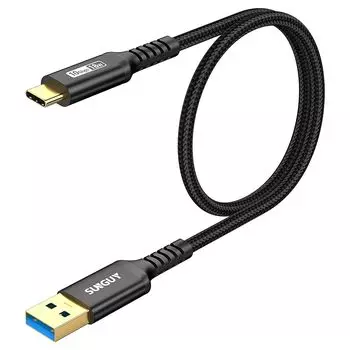 Кабель SUNGUY USB Type C 0,6 м USB3.1 Gen2 10 Гбит/с передача данных type c быстрая зарядка USB-A на USB-C 60 см позолоченные разъемы совместимость с Android Auto