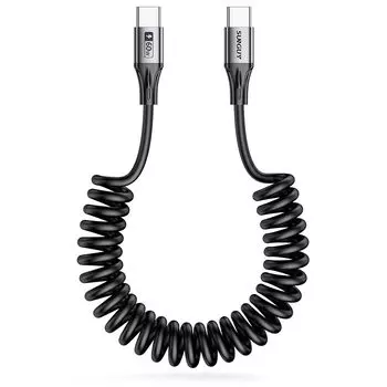 Кабель SUNGUY USB Type C Длина от 0,4 м до 1 м, быстрая зарядка мощностью 60 Вт, совместимость с PD и телескопической катушкой типа C, совместимость с Android Auto, материал PU, высокая