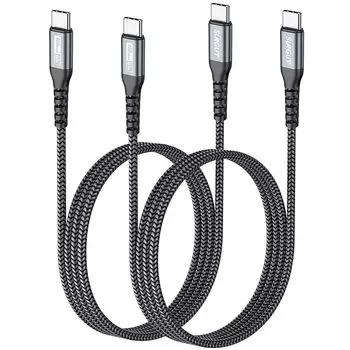 Кабель SUNGUY USB Type C длиной 1 м [комплект из 2 шт.] Совместимость с PD, быстрая зарядка мощностью 60 Вт, передача данных через порт USB 2.0 для iPhone 16/15 серии Galaxy S24/iPad Pro/iPad air/MacBook
