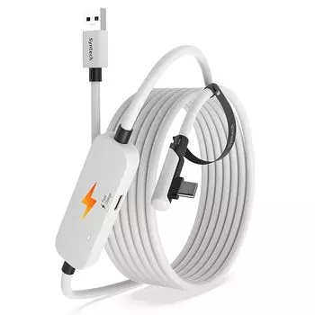 Кабель Syntech Link 3M с зарядкой, совместим с Meta Quest 3S/Quest 3/Quest 2/Pico 4, с отдельным портом зарядки Кабель VR Link, USB 3.0 от