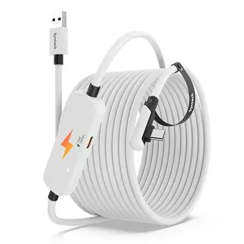Кабель Syntech Link 6M с зарядкой, совместим с Meta Quest 3S/Quest 3/Quest 2/Pico 4, с отдельным портом зарядки Кабель VR Link, USB 3.0 от