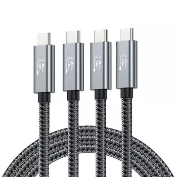 Кабель Thunderbolt 4, быстрая зарядка 240 Вт, совместимость с 8K, передача данных 40 Гбит/с, Type-C и Type-C, USB-C, совместимость с MacBook/iPad/Air/iphone15 и т. д.