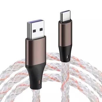 кабель типа c 1 м цветной световой поток 66 Вт/3 А быстрая зарядка usb c короткий кабель типа c c тип a на android зарядка предотвращение отключения сверхпрочный