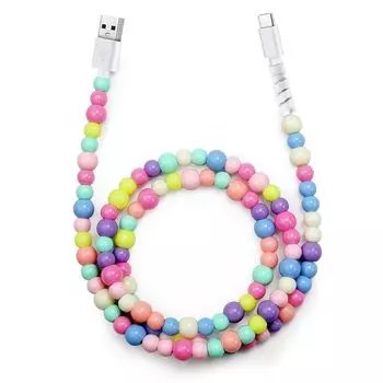 кабель типа c 1 м PD быстрая зарядка usb c модные цветные бусины тип c короткий шнур для зарядки типа c высокоскоростная передача данных Сверхпрочный Предотвращение