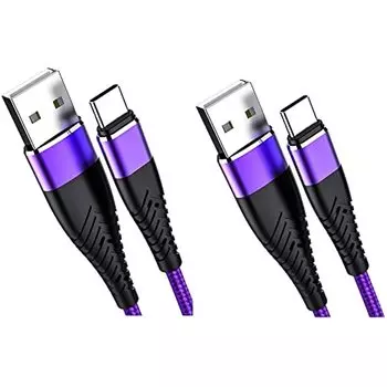Кабель типа-c(2М*2упак.) Плетеный шнур для зарядки USB A — USB-C, совместимый с Samsung Galaxy S10 S10E S9 S8 S20 Plus и другими зарядными устройствами TYPE-C 1m-1pack красный