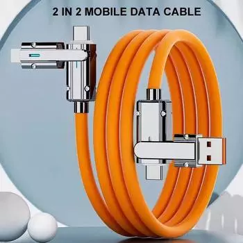 Кабель типа C к Typec 2-в-2, 66 Вт Pd, быстрая зарядка от USB C к USB C к iPhone, подходит для iPhone iPad, Huawei, Xiaomi, Samsung Redmi 1M чёрный