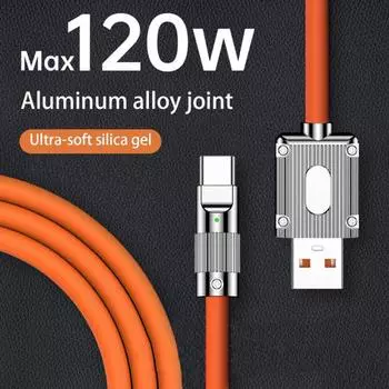 Кабель типа C, утолщенный, 6 мм, 100 см, зарядка 1M Micro синий