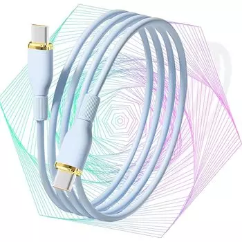 Кабель Type C для сверхбыстрой зарядки, синий Type C - (Тип C) 40 Вт-100 Вт Кабель с защитой от спутывания Высокая прочность iPhone16/iPhone15/Huawei, Xiaomi, Samsung, ноутбук,