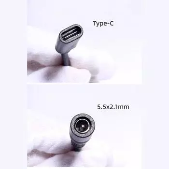 Кабель Type-C Female to 5.5x2.1 Female 5521 to Type-C Connector Кабель питания 5.5x2.1mm Адаптер USB Type C Конвертер
