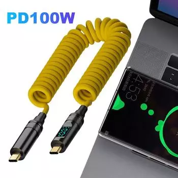 Кабель Type C-USB C PD 100 Вт для быстрой зарядки 20 Гбит/с для Macbook Xiaomi Samsung 20cm зелёный