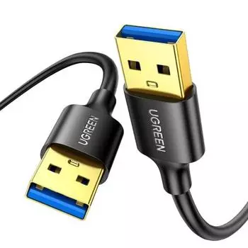 Кабель UGREEN USB 3.0 Тип A - Тип A папа - папа с позолоченным разъемом, высокопрочный USB-кабель с обоих концов папа 1 м, не поддерживает зарядку