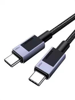 Кабель UGREEN USB C, сверхбыстрый кабель 240 Вт, совместимый с чипом PPS, оснащенный прочной нейлоновой оплеткой, передача данных 480 Мбит/с, в комплект входит кабель с ленточным кабелем