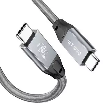 Кабель ULT-WIIQ Type C длиной 0,5 м с USB-разъемом и высокоскоростной передачей данных 20 Гбит/с, быстрая зарядка 240 Вт, видеовыход 4K при 144 Гц, совместимость с PD3.1/QC4.0, стандарт 3.2 Gen2x2,