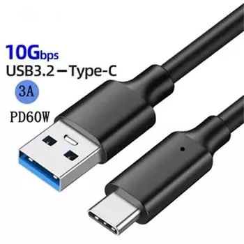 Кабель USB3.2 10 Гбит/с типа C Кабель USB A — Type-C 3.2 Gen2 Передача данных USB C Кабель жесткого диска SSD 3A PD 60 Вт QC 3.0 Быстрая зарядка 0.15 M