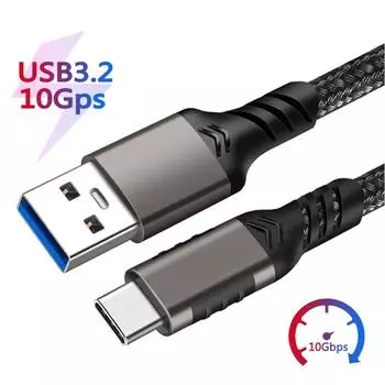 Кабель USB3.2 10 Гбит/с USB A - Type-C 3.2 для передачи данных USB C SSD Жесткий диск Кабель 3A 60 Вт Quick Charge 3.0 Кабель для зарядки 0.5m