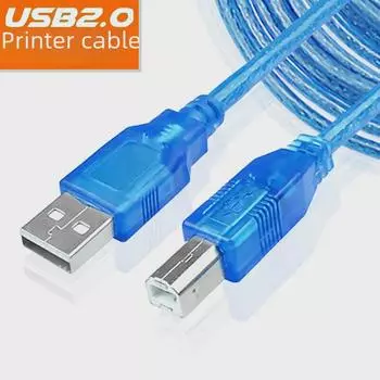 Кабель USB 2.0 для передачи данных принтера, прозрачный синий, 1,5 м/10 м 0.3 meters синий/прозрачный