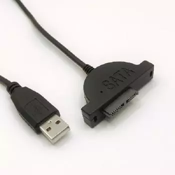 Кабель USB 2.0 SATA Кабель-адаптер для оптического привода Кабель для привода CD/DVD-ROM для ПК, ноутбука чёрный