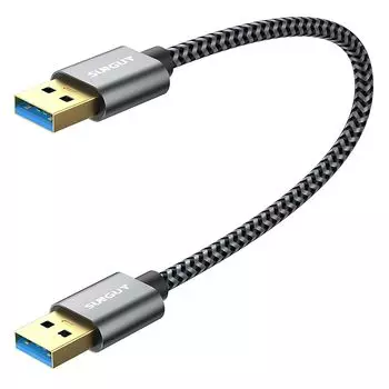 Кабель USB 3.0 SUNGUY длиной 0,3 м, тип A, штекер - тип A, штекер, короткий USB-кабель длиной 30 см, позолоченные разъемы, высокоскоростная передача данных 5 Гбит/с, нейлоновые оба конца