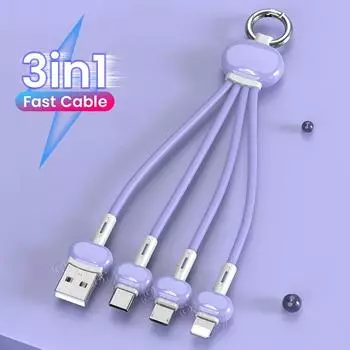 Кабель USB 3 в 1 типа C для iPhone 13 12 11 XS X XR 3in1 2in1 USB-кабель, зарядное устройство, шнур Micro USB Type C для Xiaomi Redmi 13cm красный