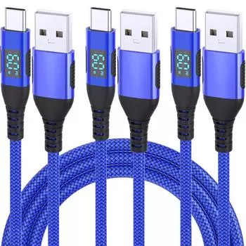 Кабель USB A - USB C 60 Вт для быстрой зарядки, нейлоновый плетеный кабель Type C - USB, зарядное устройство, подходит для iPhone 15 15 Plus 15 1m