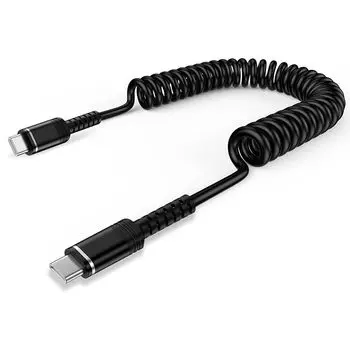 Кабель USB C 20 Вт, быстрая зарядка, 1,8 м, спиральный, телескопический, шнур для зарядки, короткий, тип C, высокая прочность, предотвращение отключения, удлинение типа C